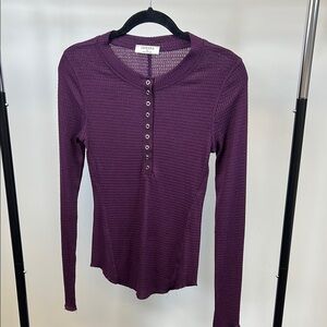 Zenana Purple Long Sleeve Fitted Button Down Shirt Size Small